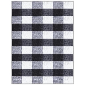 Basics Collection Non-Slip Rubberback Checkered 2x3 Indoor Area Rug Entryway Mat, 2 ft. 3 in. x 3 ft., Black Checkered