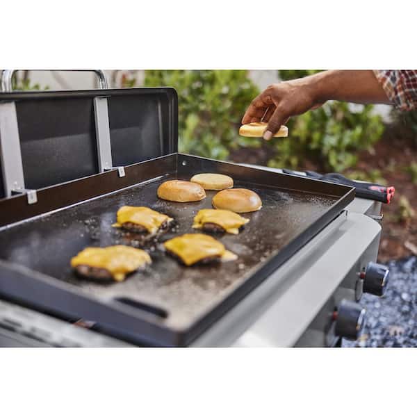 Griddle 3-Burner Propane Gas 28 in. Flat Top Grill in Black with Griddle Essential Set