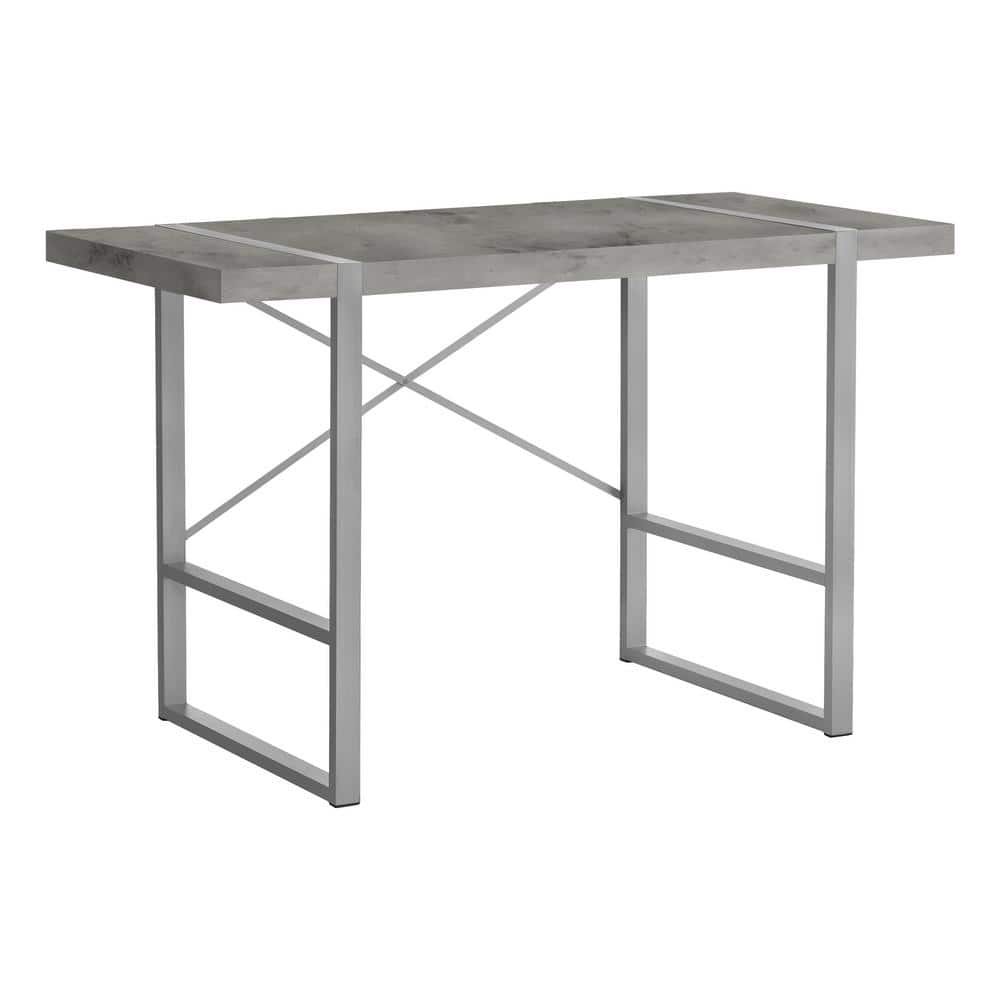 COMPUTER DESK - THICK-PANEL DESKTOP / INSET METAL LEGS - 48L - GREY CONC