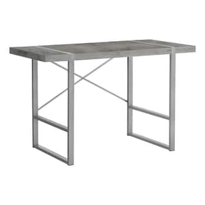 COMPUTER DESK - THICK-PANEL DESKTOP / INSET METAL LEGS - 48"L - GREY CONCRETE-LOOK / SILVER