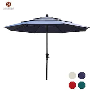 10 ft. Aluminum Pole Outdoor Market Tilt Patio Umbrella 3-Tiers Vented Umbrella in Navy Blue