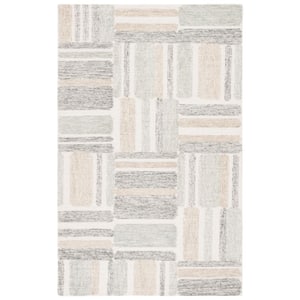 SAFAVIEH Micro-Loop Gray/Ivory 8 ft. x 10 ft. Geometric Area Rug