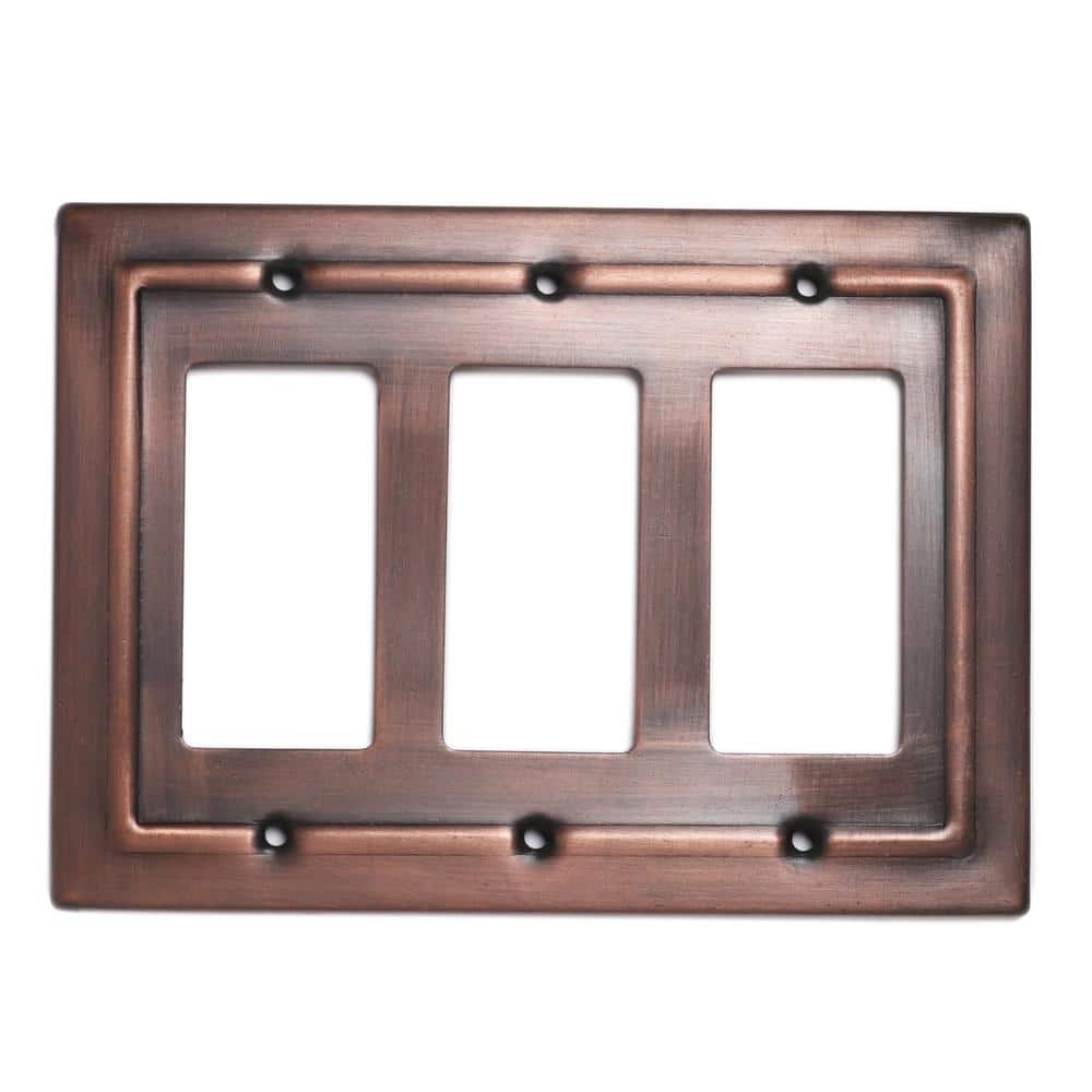 Architectural Antique Copper Finish 3-Gang Rocker Wall Plate