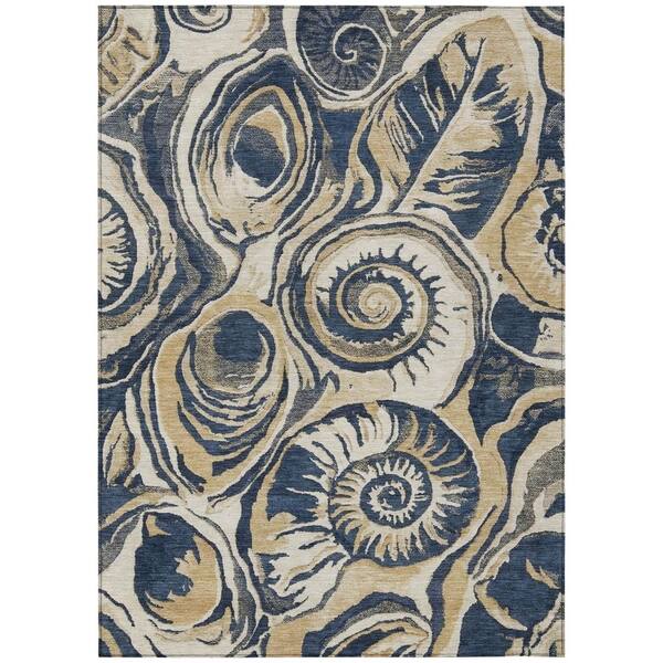 Chantille Machine Washable Indoor/Outdoor Abstract ACN3019 Navy 8 ft. x 10 ft. Area Rug