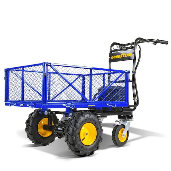 660 lbs. Load + 1000 lbs Hauling Capacity Steel Bin, 48V DC Li-Ion Powered Utility Cart 6 cu. ft. Power Wheelbarrow