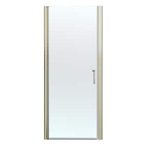 32 - 33.3 in. W x 72 in. H Brushed Nickel Frameless Pivot Shower Door with 1/4 in. Thick Clear Tempered Glass