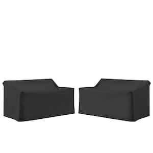 2-Piece Black Outdoor Loveseat Furniture Cover Set
