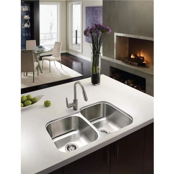T houzer！！！！ HOUZER Houzer Eston 31 in. Stainless Steel Undermount 60/40 Double