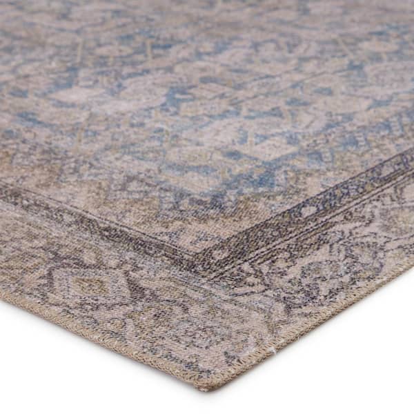 Machine Washable Royse Blue/Gray 7 ft. 6 in. x 9 ft. 6 in. Oriental Area Rug