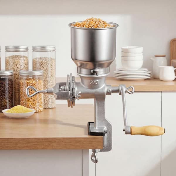 Manual Grain Mill, Durable Cast Iron Grinding Mill for Grains, Spices, Coffee Beans, and Nuts, Hand-Crank Corn Grinder