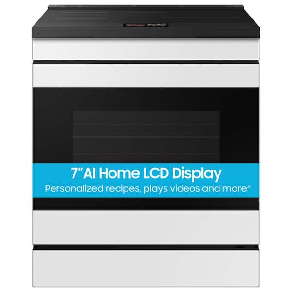 Samsung Bespoke 30 in. 4-Burner Element Slide-In Induction Range 6.3 cu.ft. in White Glass with Smart Oven Camera