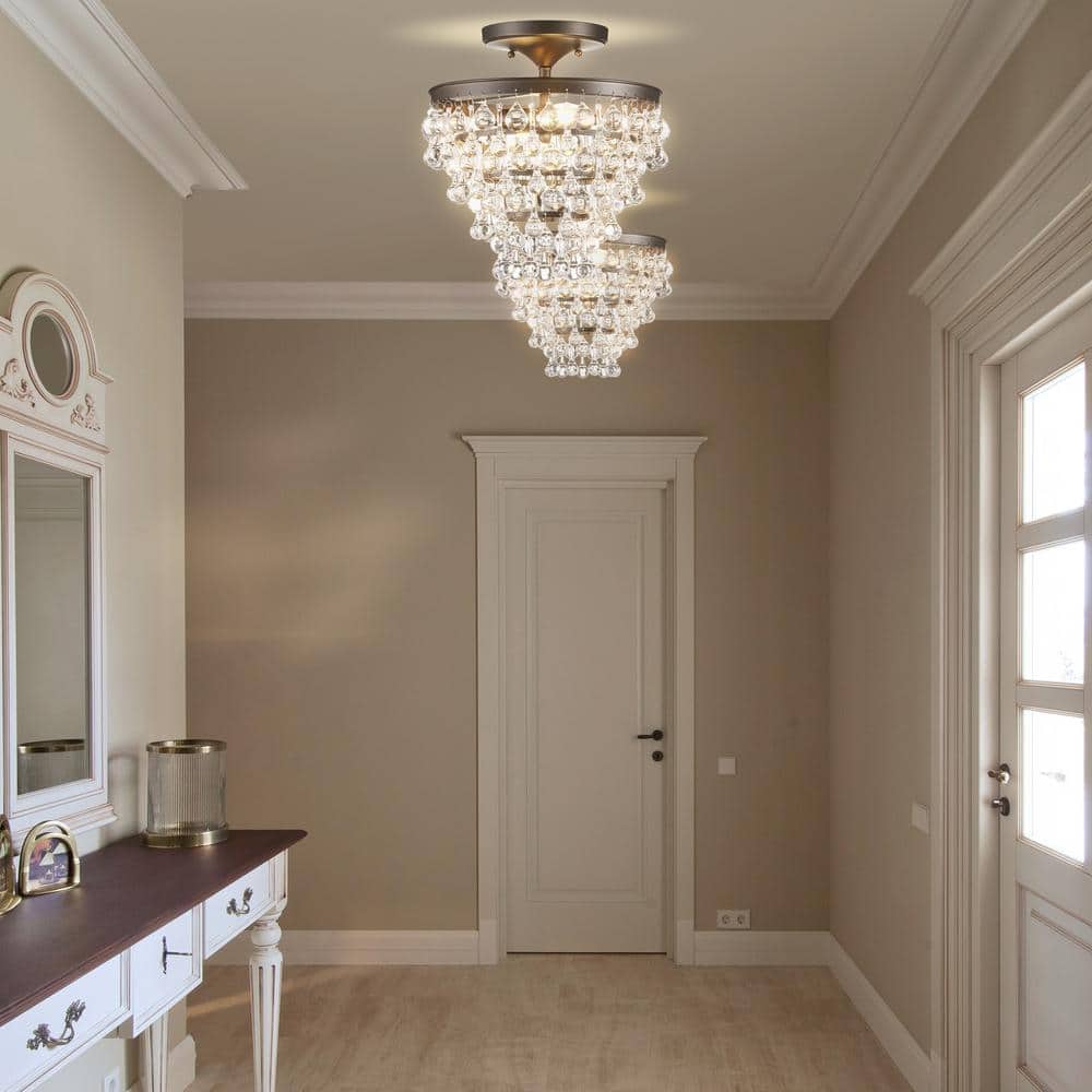 Toronto 13" Crystal and Bronze LED Flush Mount Chandelier