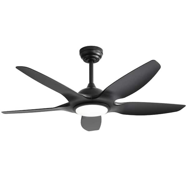 42 in. Black Downrod Mount Ceiling Fan with Dimmable LED Light and Remote Control, 5 ABS Blades DC Motor