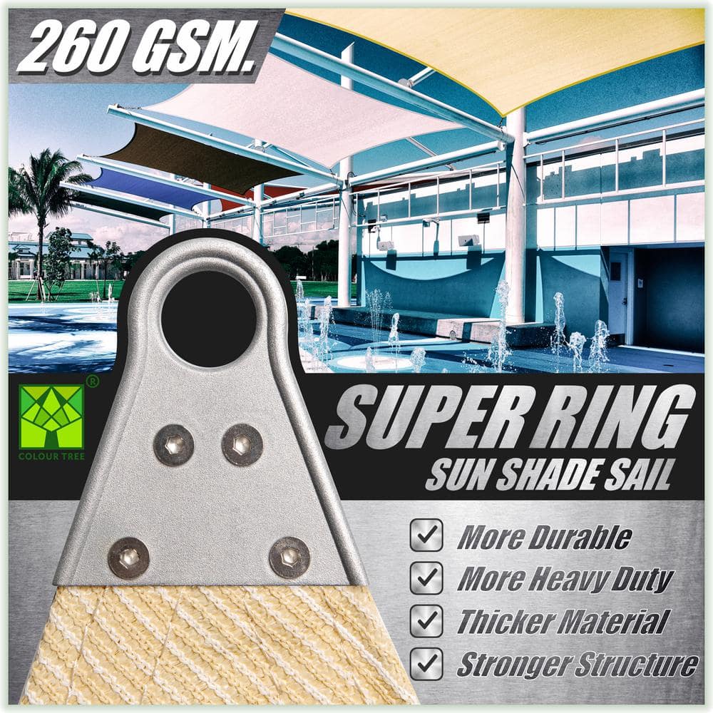 Beige Reinforced HDPE Rectangle Patio Shade Sail 8' x 12'
