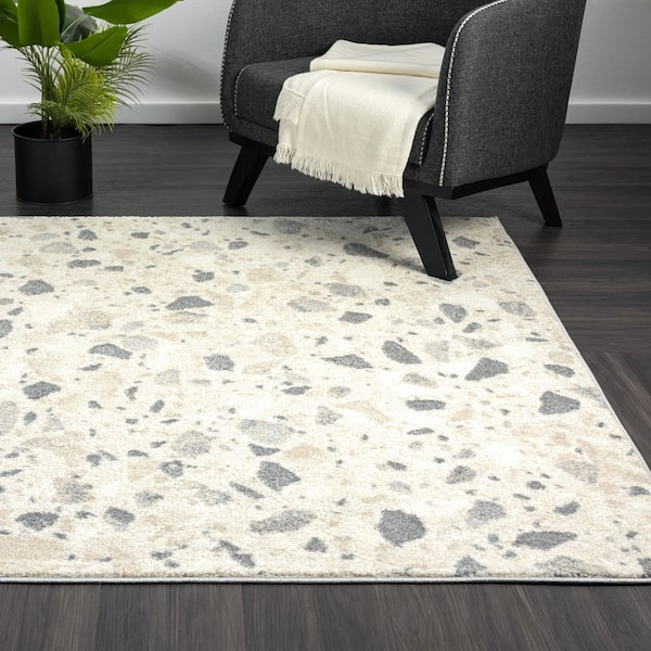 Nuevo Ivory 5 ft. 3 in. x 7 ft. 6 in. Terazzo Polypropylene Area Rug