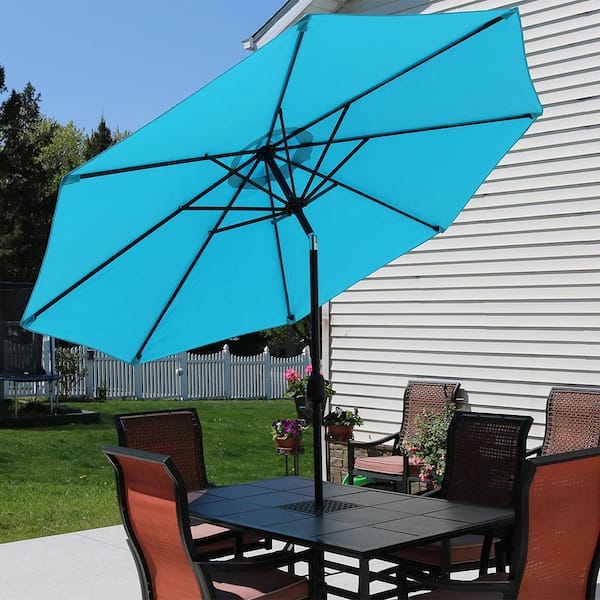9 aluminum market tilt patio umbrella turquoise sunnydaze decor Sunnydaze 9 ft. Aluminum Market Tilt Patio Umbrella in Turquoise ECG-175