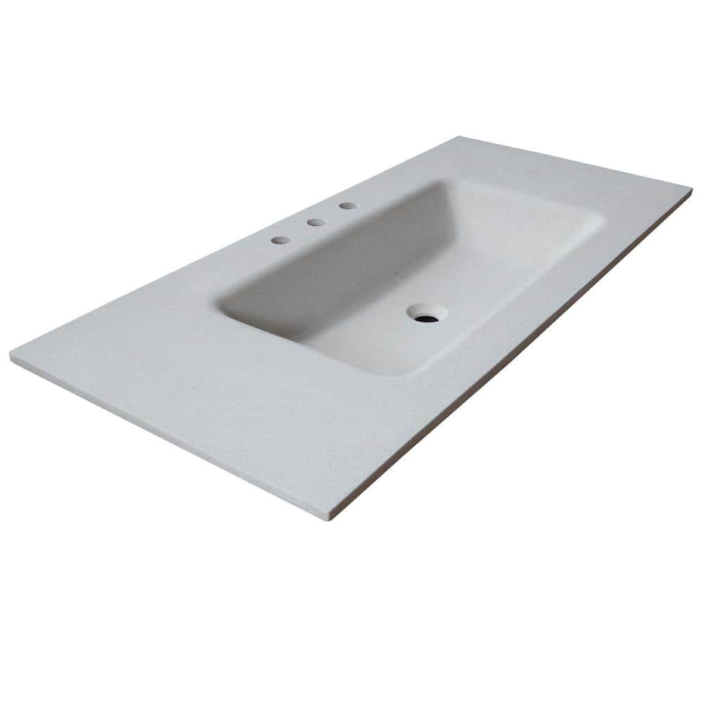 49'' Sandy White Concrete Single Bathroom Vanity Top with Integral Sink