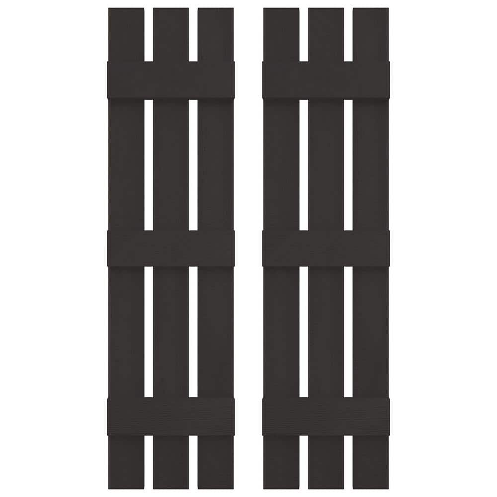 Musket Brown Vinyl Board and Batten Exterior Shutters, 12" x 59"