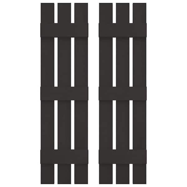 Builders Edge 12 in. W x 67 in. H Vinyl Exterior Spaced Board and Batten Shutters Pair in Musket Brown
