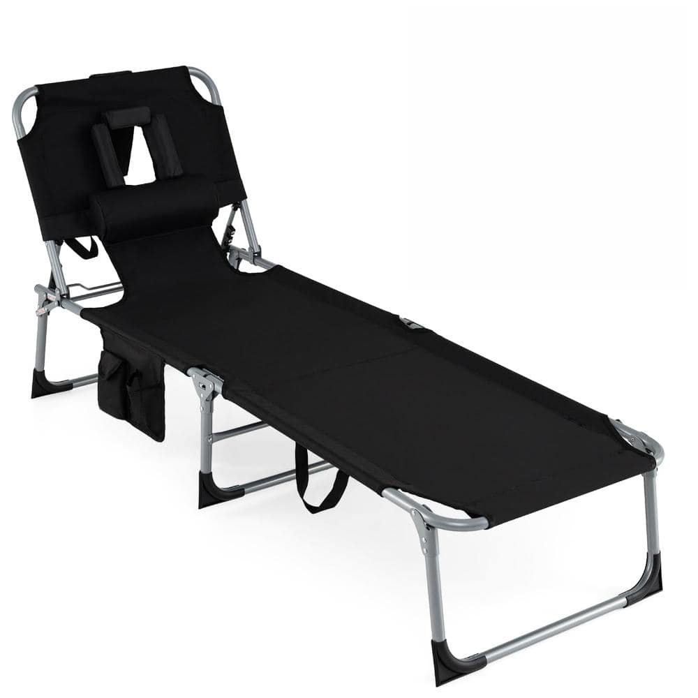 Adjustable 5 Position Backrest Outdoor Chaise Lounge Sunbathing Chair Black price history on PriceWatchPro