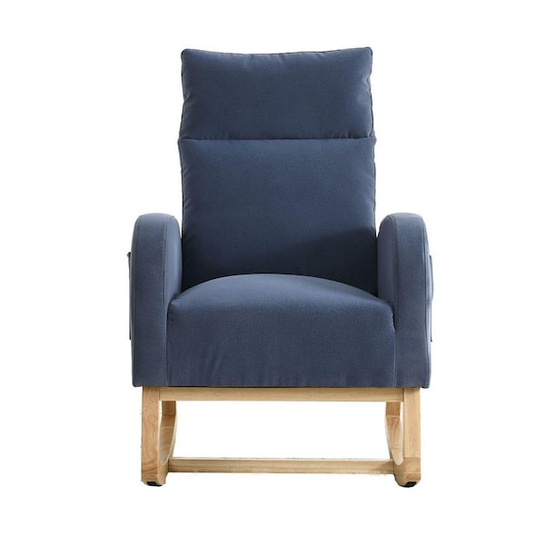 JASMODER Blue Velvet Rocking Chair for Residential or Commercial Leisure Use