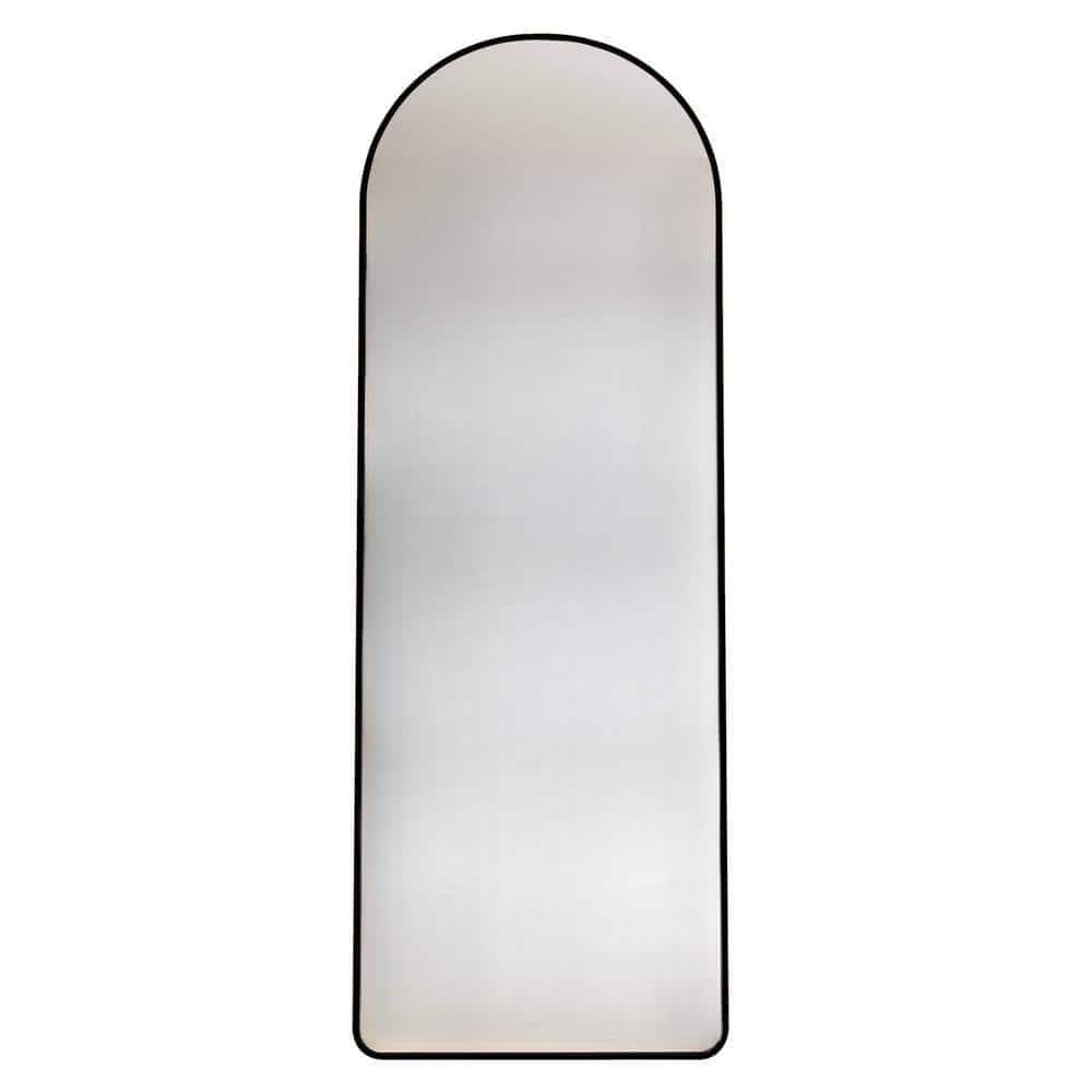 65 in. W x 23 in. H Arched Glass Framed Wall Bathroom Vanity Mirror in Blac