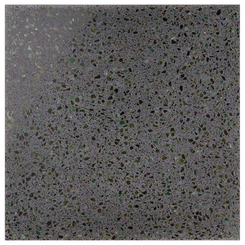 Raleigh Glass Charcoal Emerald Green 4 in. x 0.71 in. Polished Terrazzo Floor and Wall Tile Sample price history on PriceWatchPro