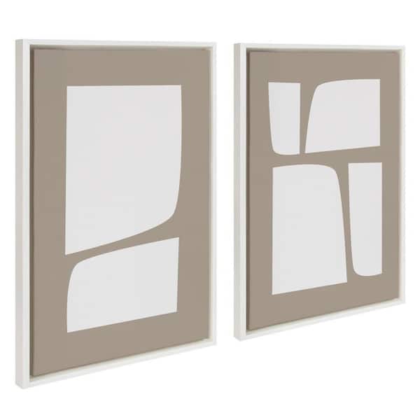 Kate and Laurel Sylvie Neutral Abstract Aztec Shapes by the Creative Bunch Studio 2-Piece Framed Art Print 23 in. x 33 in.