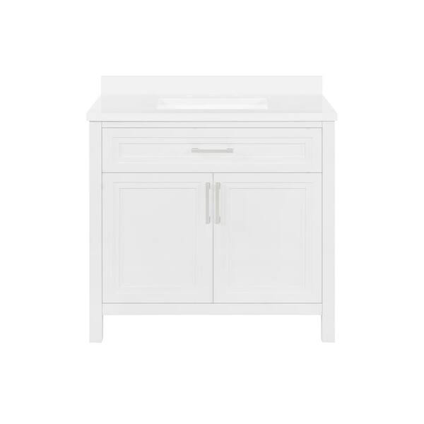 OVE Decors Laney 36 in. W x 22 in. D x 34 in. H Single Sink Bath Vanity in White with White Engineered Stone Top