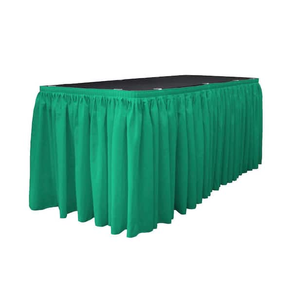 LA Linen 17 ft. x 29 in. Long Jade Polyester Poplin Table Skirt with 10 L-Clips