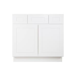 2-Drawer 36 in. W x 21 in. D x 34.5 in. H Ready to Assemble Bath Vanity Cabinet without Top in Shaker White