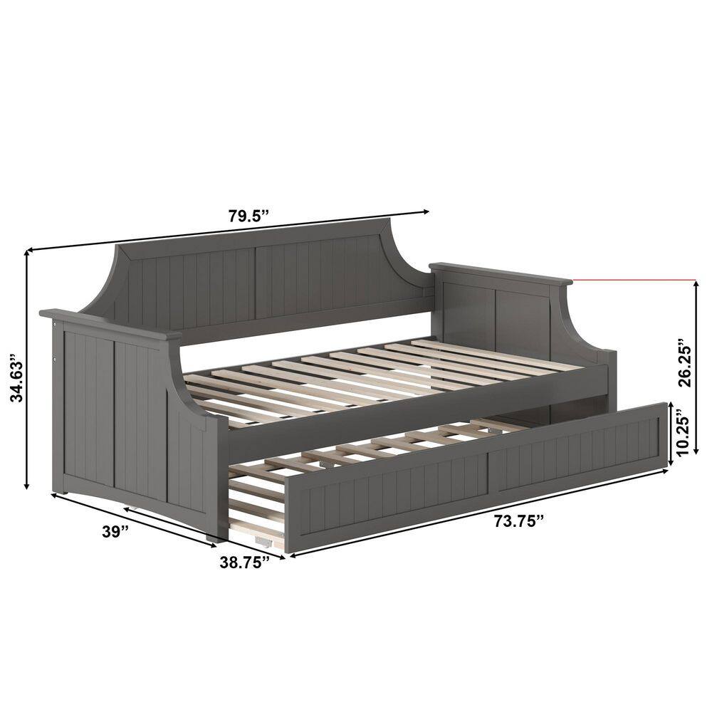 Cambridge Gray Twin Wood Daybed with Trundle and Storage