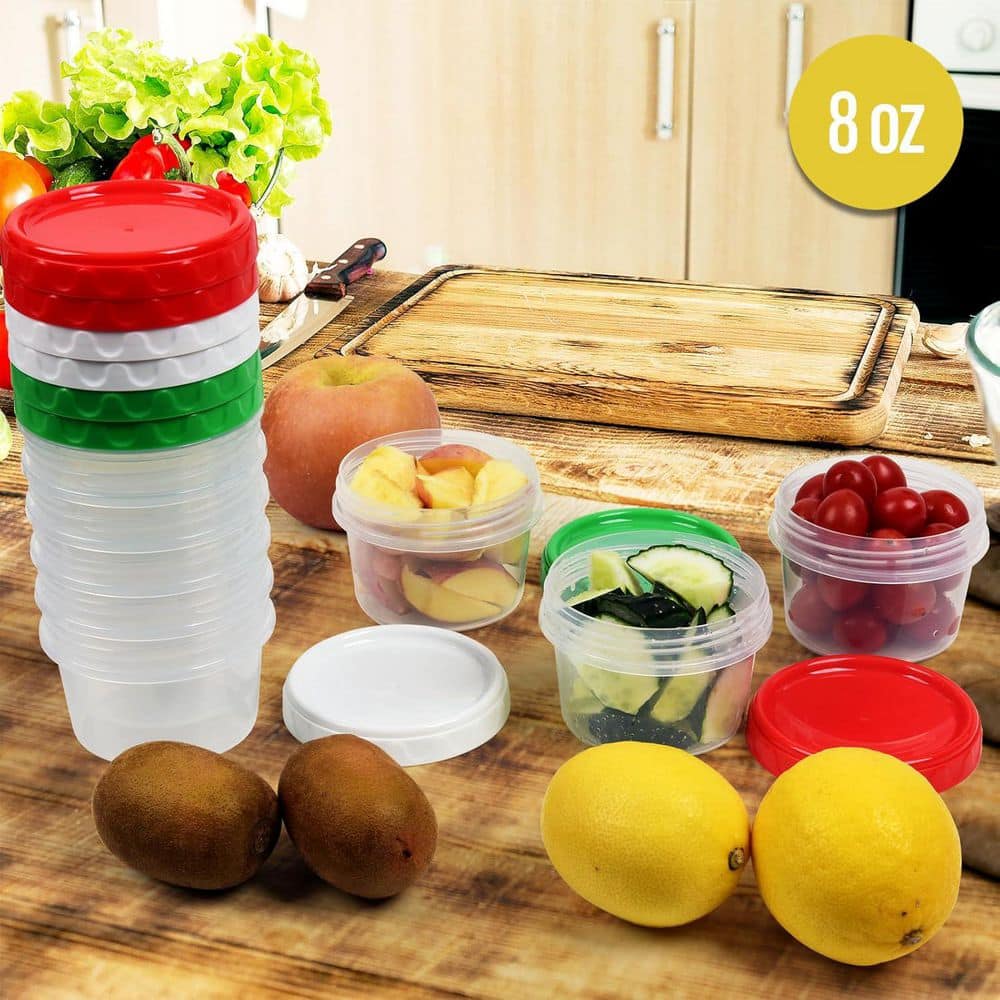 LAIFUCAM 8 oz Stackable Plastic Food Storage Containers with Lids ...