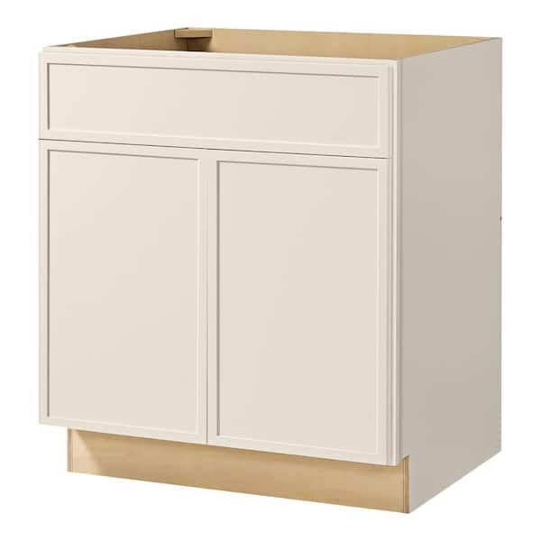 Leyton 30 in. W x 24 in. D x 34.5 in. H Ready to Assemble Plywood Slim Shaker Base Kitchen Cabinet in Antique White