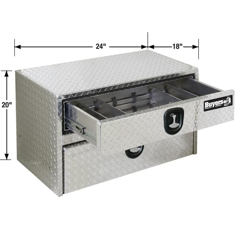 20 in. x 18 in. x 24 in. Diamond Tread Aluminum Underbody Truck Tool Box with Drawer