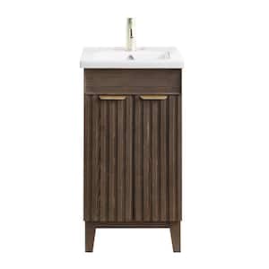 Palos 18.1 in.W x 18.1 in.D x 34.8 in.H Single Sink Bath Vanity in Antique Brown with White Ceramic Basin Top