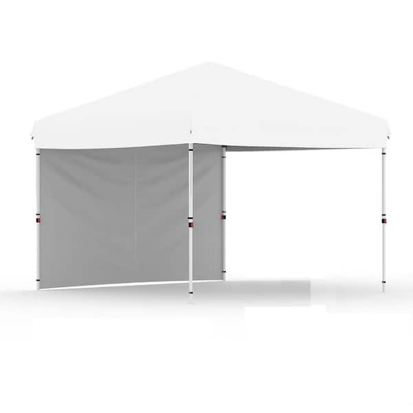 10 ft. x 10 ft. Instant Pop Up Canopy Tent Easy Setup Sun Shelter in White with Removable Sidewall & Adjustable Height