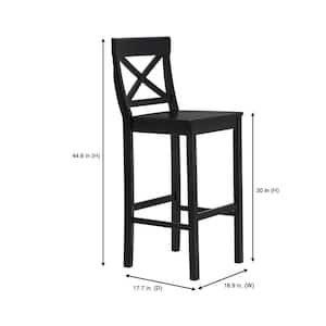 29 in. Cedarville Charcoal Black Wood Bar Stools with Cross Back (Set of 2)