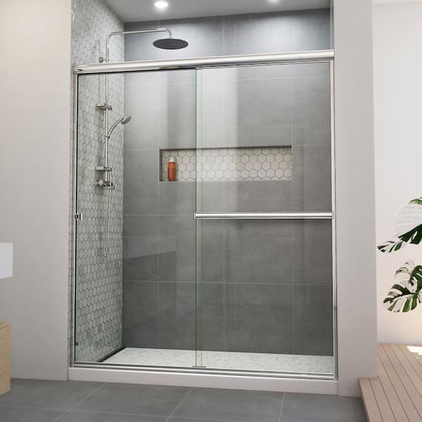 DreamLine Alliance Pro BGX 60 in. W x 70.375 in. H Sliding Semi Frameless Shower Door in Chrome with Clear Glass