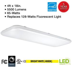 49 in. x 18 in. Rectangular Light Fixture LED Flush Mount High Output 5500 Lumens Smooth Acrylic Lens Kitchen Lighting