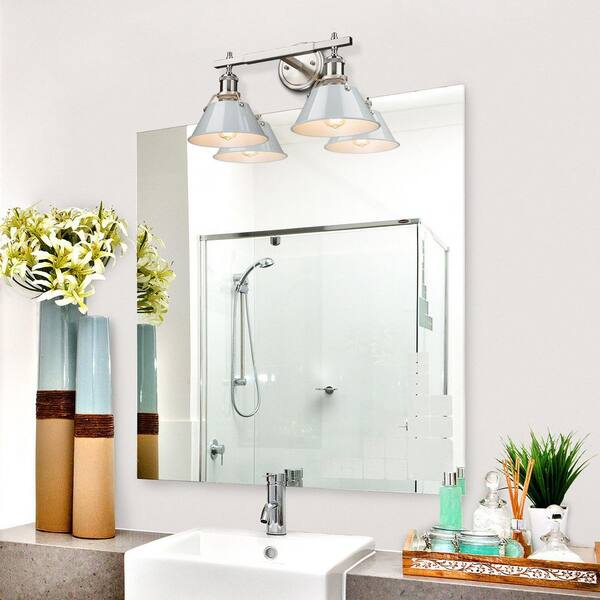 Golden Lighting - Orwell 18.25 in. 2-Light Pewter Vanity Light with Dusky Blue Shades