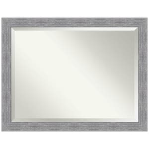Medium Rectangle Bark Rustic Grey Beveled Glass Casual Mirror (35.25 in. H x 45.25 in. W)