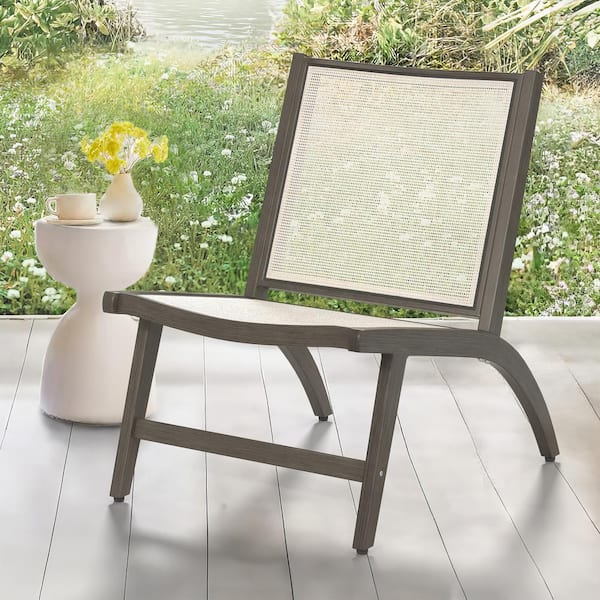 cozyman Woven Accent Chair with Gray Aluminum Frame, Mid Century Lounge Chair, Outdoor Side Chair