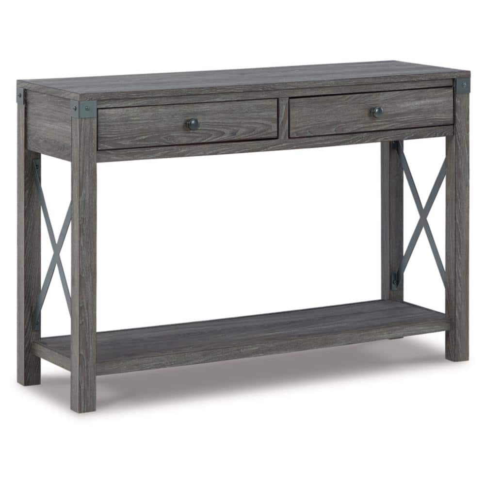 UPC 024052785135 product image for Freedan 44 in. Grayish Brown Rectangle MDF Console Table with 2 Drawers and 1 Fi | upcitemdb.com