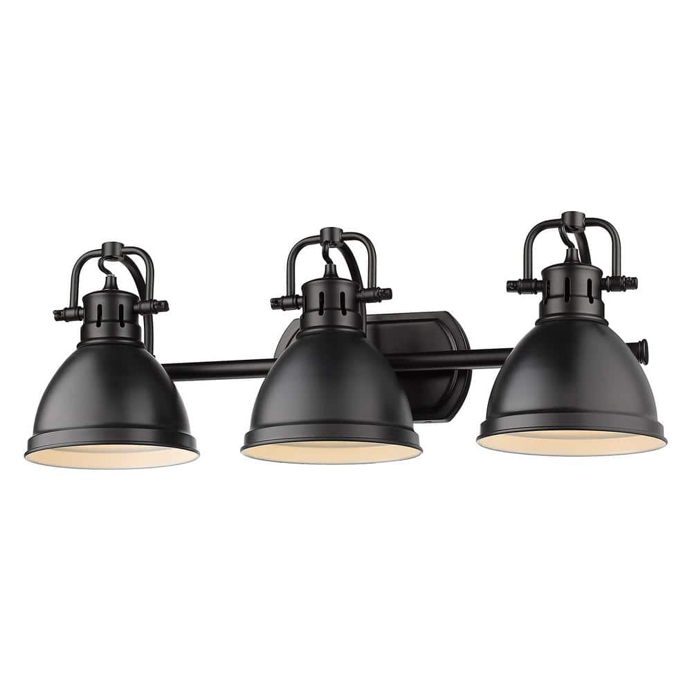 Golden Lighting Duncan 3 Light Black Bath Light With Matte Black Shade 3602 Ba3 Blk Blk The Home Depot