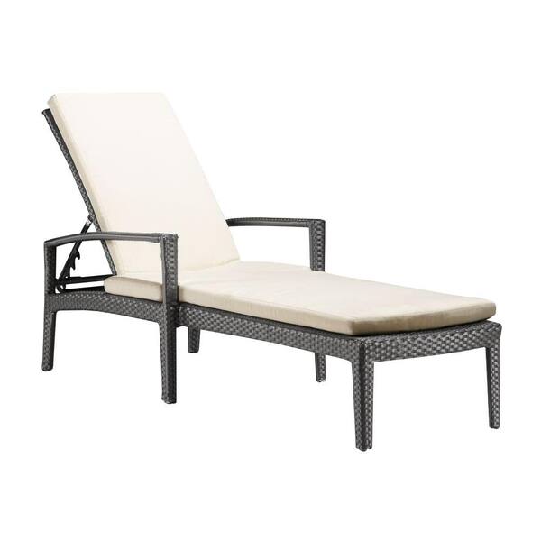 ZUO Phuket Espresso Patio Chaise Lounge with Beige Cushion