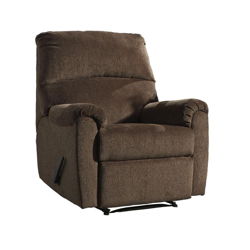 Sturdy Polyester Brown Zero Wall Recliner with Pillow Top Armrests