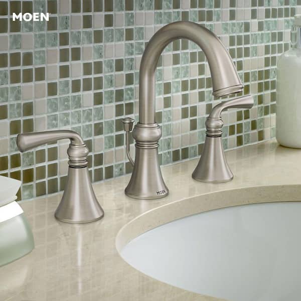 Wetherly 8 in. Widespread Double Handle High-Arc Bathroom Faucet in Spot Resist Brushed Nickel (Valve Included)