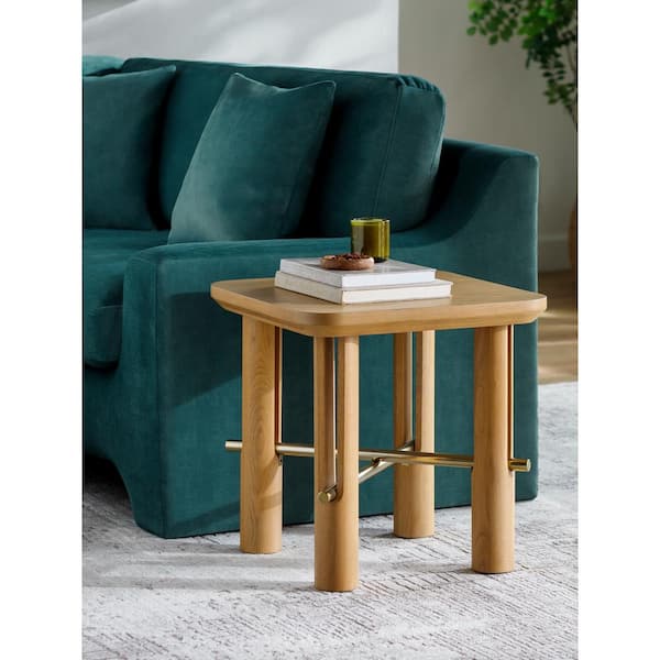 Livabliss Varun Modern End Table, Brown/Brass, 22 in. H x 22 in. W x 22 in. D