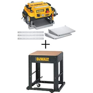 15 Amp 13 in. Corded Heavy-Duty Thickness Planer, (3) Knives, In/Out Feed Tables, and Mobile Thickness Planer Stand